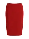 Saint Laurent Satin Pencil Skirt In Red