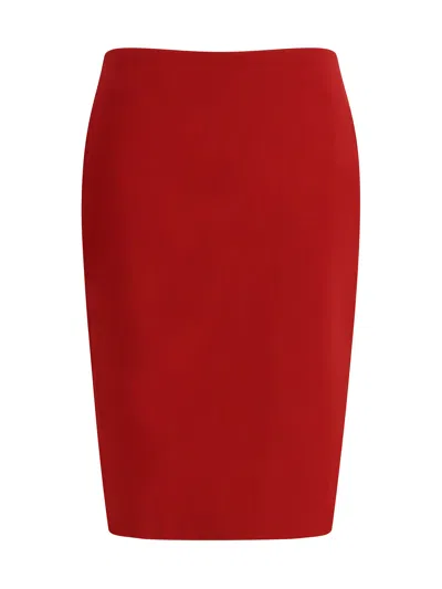 Saint Laurent Satin Pencil Skirt In Red