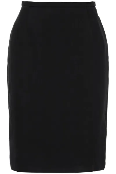 Saint Laurent Satin Pencil Skirt For A Sleek In Black