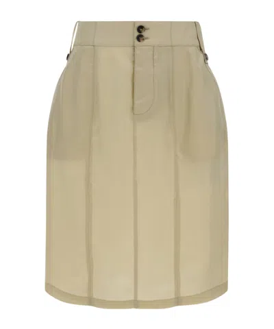 Saint Laurent Jupe Twill Bemberg Mini Skirt In Beige