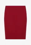 Saint Laurent Satin Pencil Skirt In Red