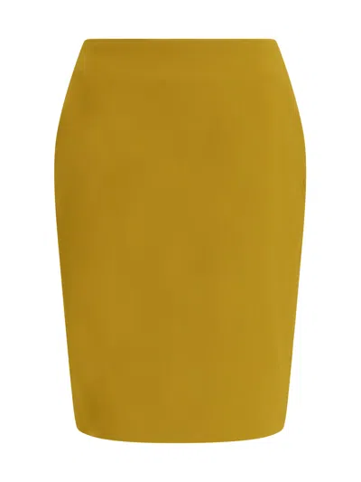 Saint Laurent Satin Pencil Skirt In Yellow