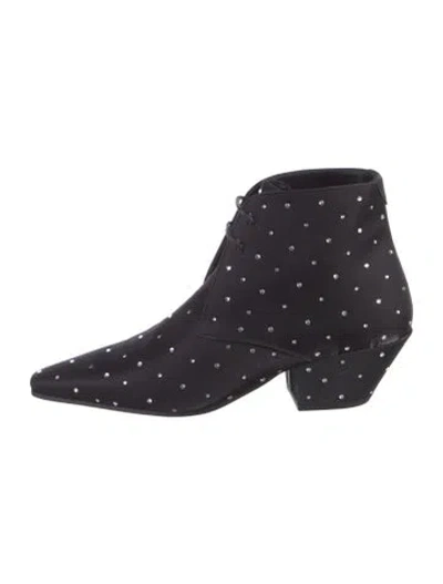 Pre-owned Saint Laurent Satin Polka Dot Print Boots In Multi