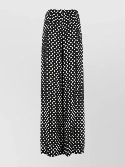 SAINT LAURENT SATIN POLKA DOT WIDE-LEG TROUSERS