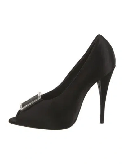 Pre-owned Saint Laurent Satin Pumps In Black