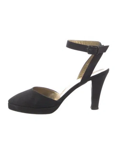 Pre-owned Saint Laurent Satin Pumps In Black
