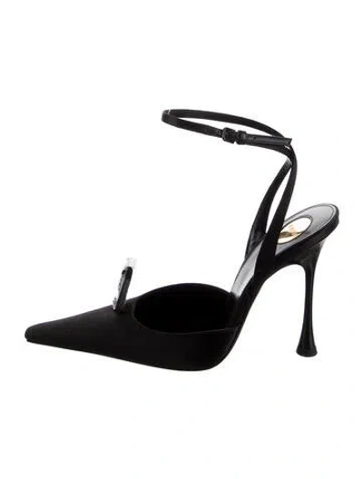 Pre-owned Saint Laurent Satin Pumps W/ Tags In Black