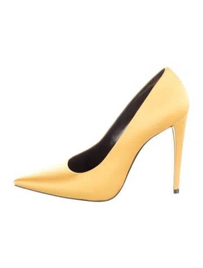 Pre-owned Saint Laurent Satin Pumps W/ Tags In Yellow