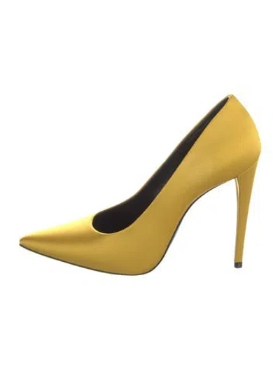 Pre-owned Saint Laurent Satin Pumps W/ Tags In Yellow