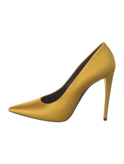 Pre-owned Saint Laurent Satin Pumps W/ Tags In Yellow