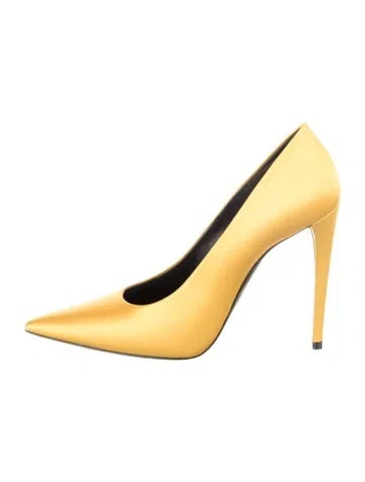 Pre-owned Saint Laurent Satin Pumps W/ Tags In Yellow