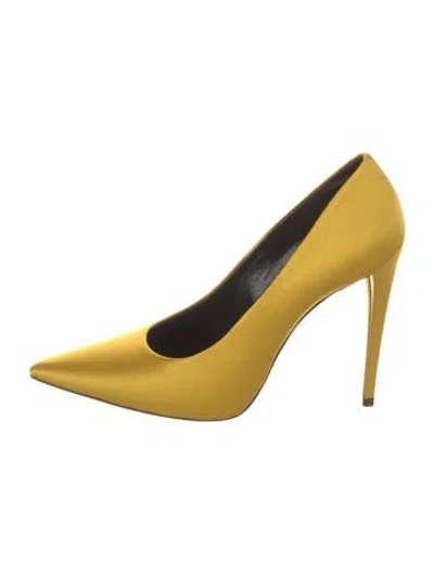Pre-owned Saint Laurent Satin Pumps W/ Tags In Yellow