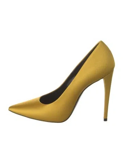 Pre-owned Saint Laurent Satin Pumps W/ Tags In Yellow