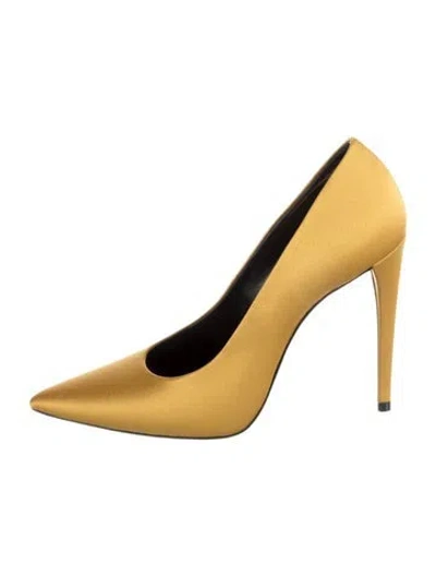 Pre-owned Saint Laurent Satin Pumps In Yellow