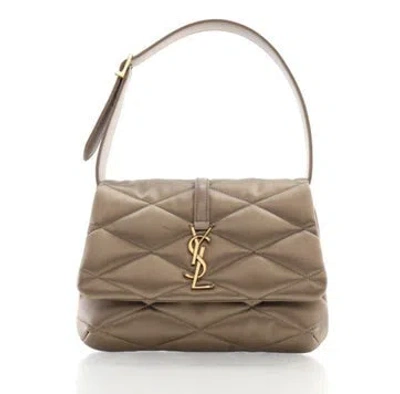 Pre-owned Saint Laurent Satin Quilted Le 5 A 7 In Brown