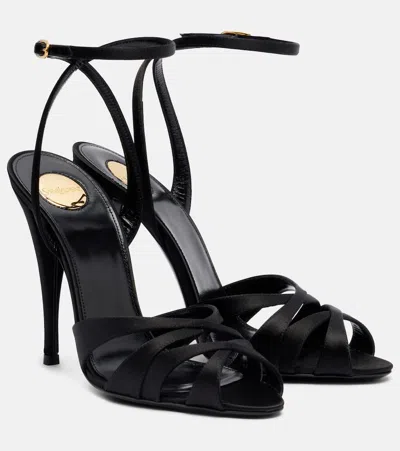 Saint Laurent Satin Sandals In Black