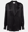 Saint Laurent Satin Pyjamas Shirt Cuffed Sleeves In Black