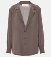 Saint Laurent Satin Shirt In Marron Cendre