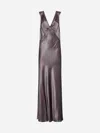 Saint Laurent Women Satin Silk Gown In Taupe Rose