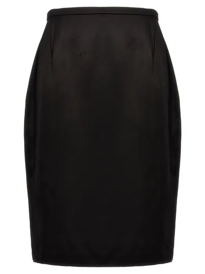 Saint Laurent Satin Skirt In Black