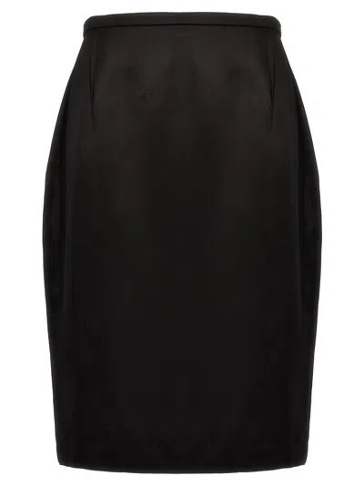 Saint Laurent Satin Laque Skirt In Black
