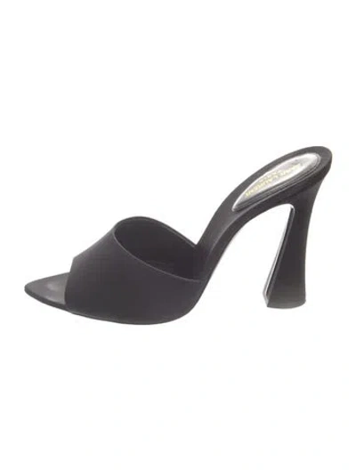 Pre-owned Saint Laurent Satin Slides In Black
