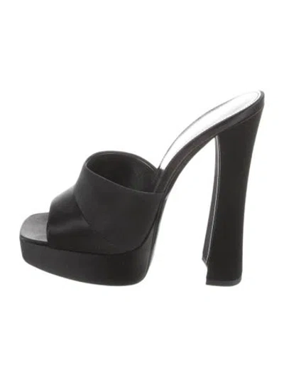 Pre-owned Saint Laurent Satin Slides In Black