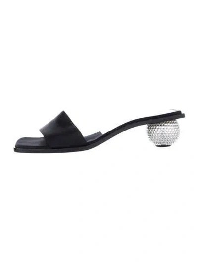 Pre-owned Saint Laurent Satin Slides In Black