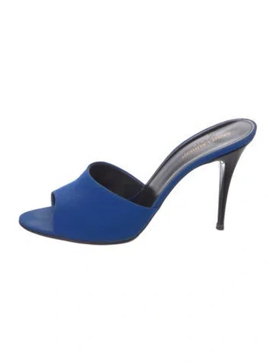Pre-owned Saint Laurent Satin Slides In Blue