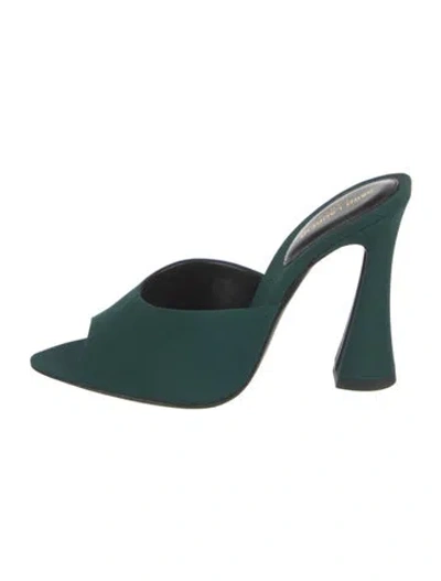 Pre-owned Saint Laurent Satin Slides In Green
