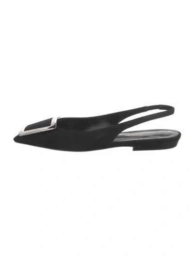 Pre-owned Saint Laurent Satin Slingback Flats In Black
