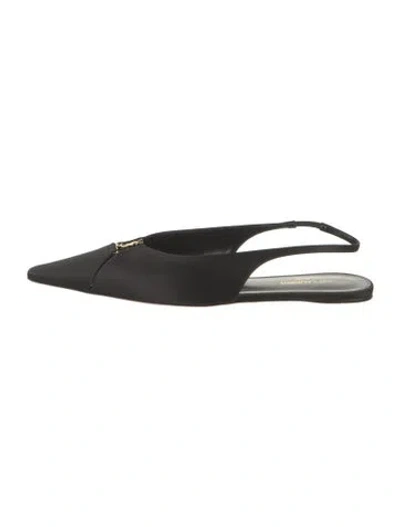 Pre-owned Saint Laurent Satin Slingback Flats In Black