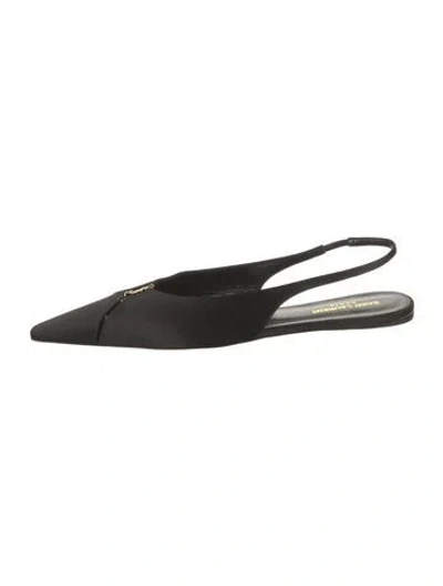 Pre-owned Saint Laurent Satin Slingback Flats In Black