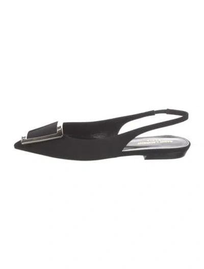 Pre-owned Saint Laurent Satin Slingback Flats In Black
