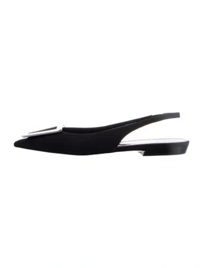Pre-owned Saint Laurent Satin Slingback Flats In Blue