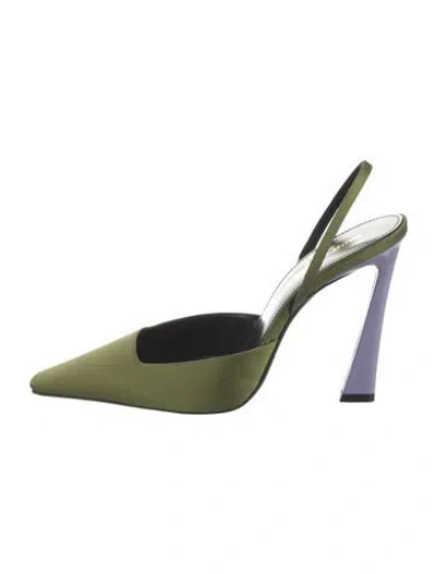 Pre-owned Saint Laurent Satin Slingback Pumps In Multi