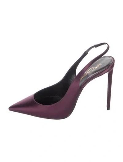 Pre-owned Saint Laurent Satin Slingback Pumps In Purple