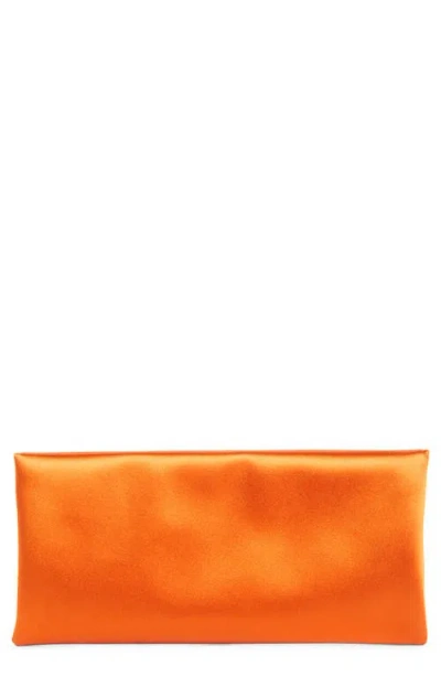 Saint Laurent Satin Soft Clutch In Red