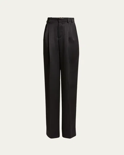 SAINT LAURENT SATIN STRAIGHT-LEG TROUSERS