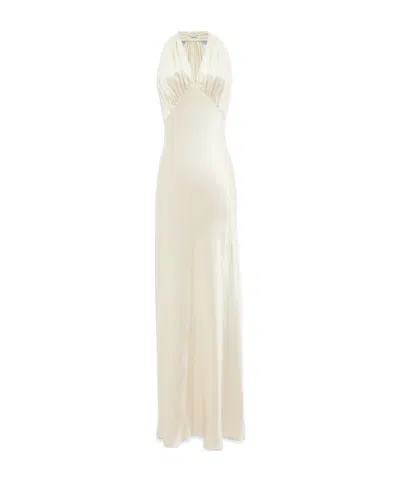 Saint Laurent Satin Suspender Dress In White