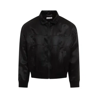 Saint Laurent Satin Teddy Black Viscose-silk Jacket