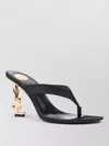 Saint Laurent Satin Thong Sandals Signature Strap Design In Black