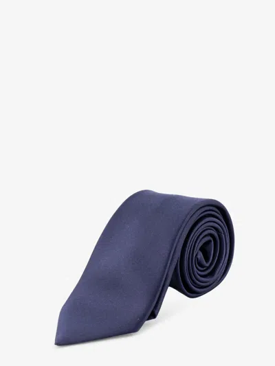 Saint Laurent Satin Tie In Blue