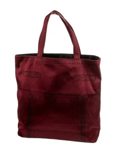 Pre-owned Saint Laurent Satin Tote In Burgundy
