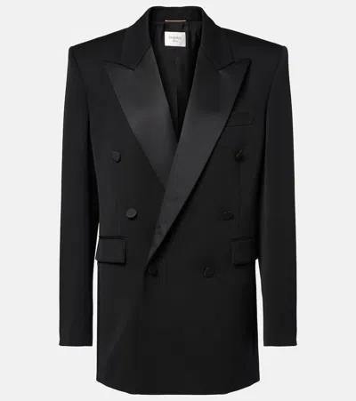 SAINT LAURENT SATIN-TRIMMED WOOL TUXEDO JACKET