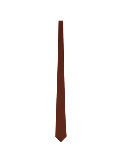 Saint Laurent Satin-finish Silk Tie In Burgundy