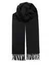 Saint Laurent Fringed Cashmere Rectangle Scarf With Soft Texture In Black