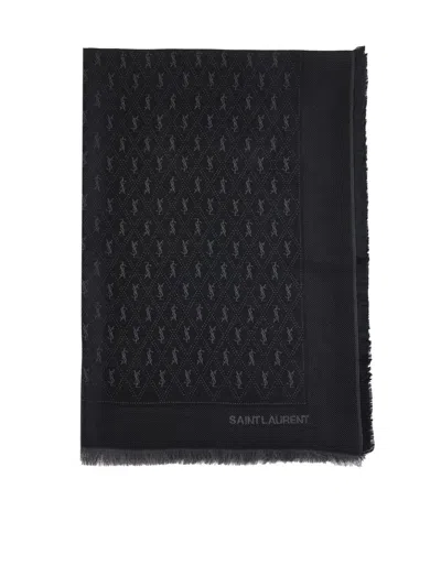 Saint Laurent Scarfs In Black/dark Grey