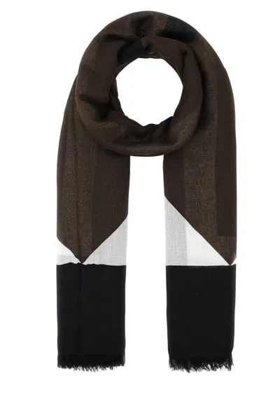Saint Laurent Block Design Modal Blend Scarf In Printed