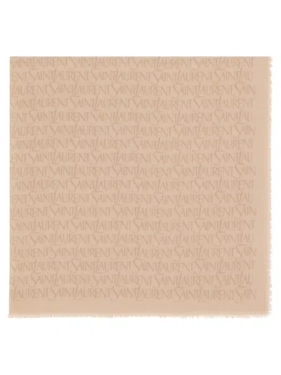 Saint Laurent Sciarpa Quadrata In Modal E Cashmere In Brown